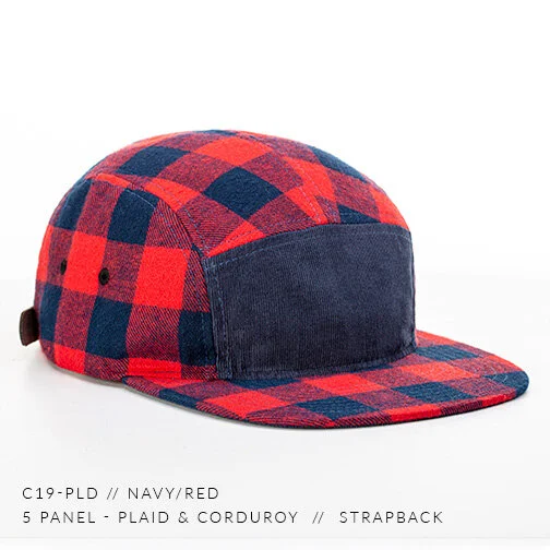 c19-PLD // 5 Panel - Plaid & Corduroy // Custom Strapback